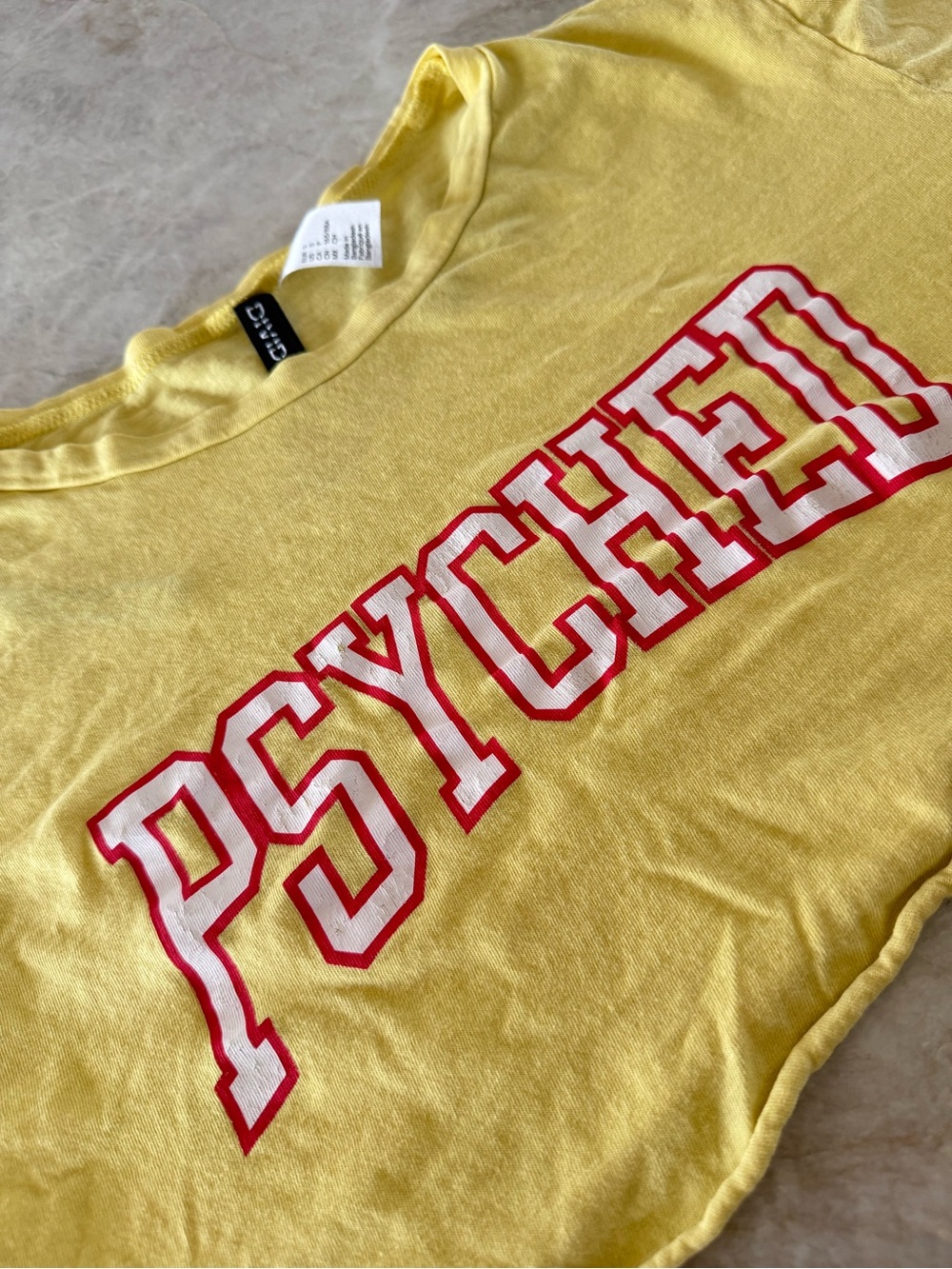 Gildan PSYCHED Yellow Graphic Tee Soft Cropped T Shirt